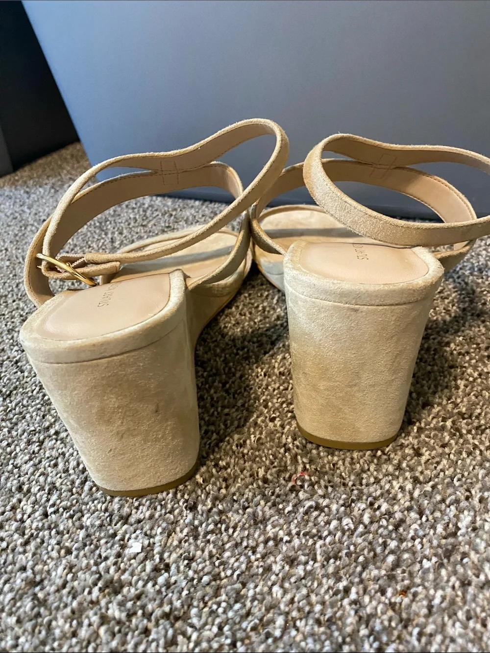 Stuart Weitzman Beige Suede Wedge Sandals